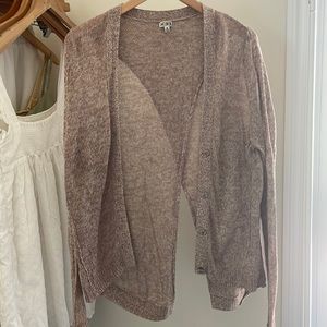14th and union knit open back tan cardigan
